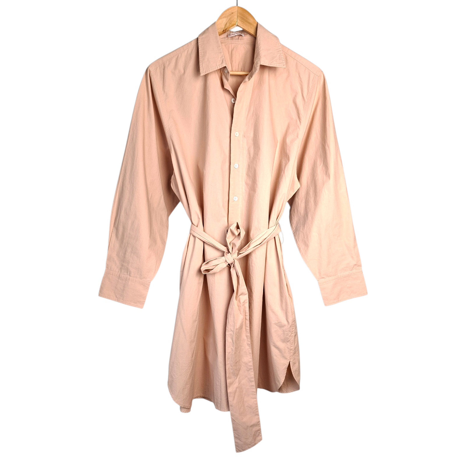 Frances Valentine Cotton Poplin Shirt Dress Structured Oversized Belted M/L