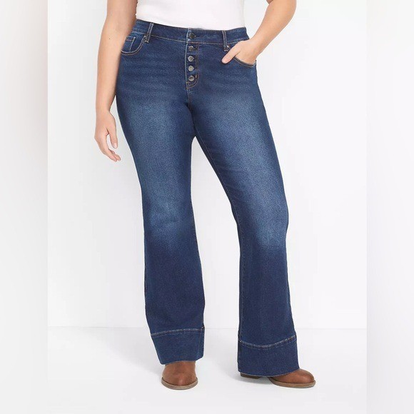 Lane Bryant Jeans Womens Plus Sz 22 Button Fly Stretch Wide Leg Trouser