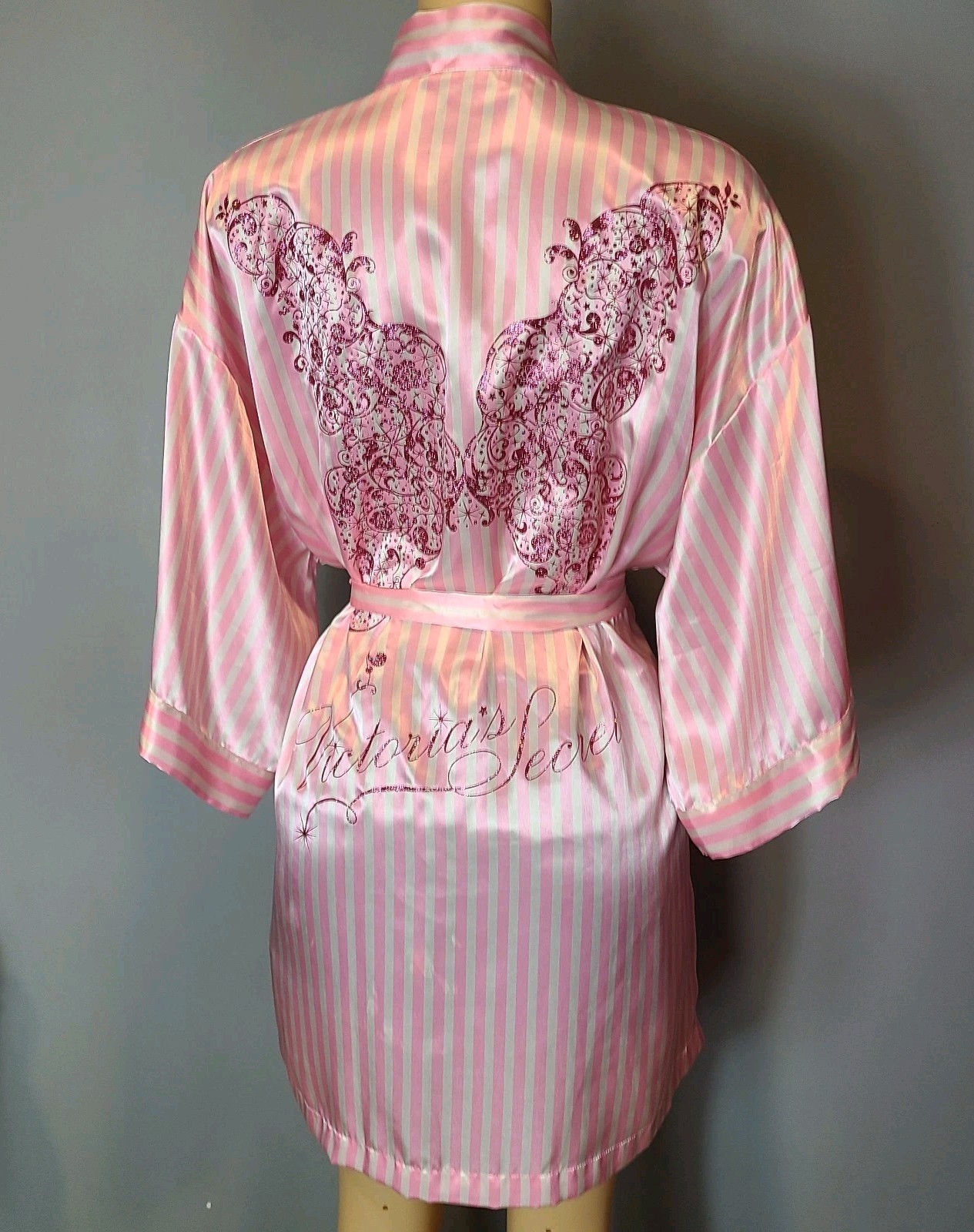 2009 Victoria’s Secret Fashion Show Robe OS Kimono Striped Butterfly Angel Wings