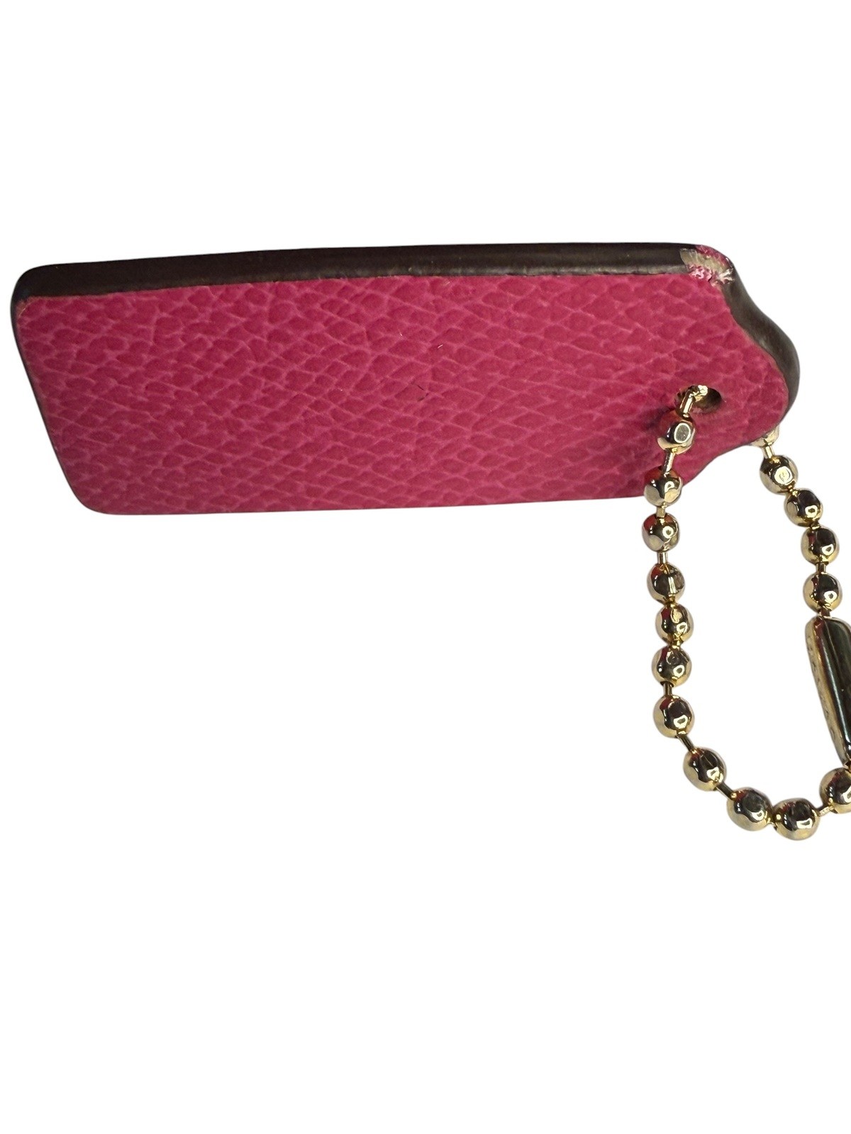 Coach Magenta Crossgrain Leather Hangtag Charm 2.25″