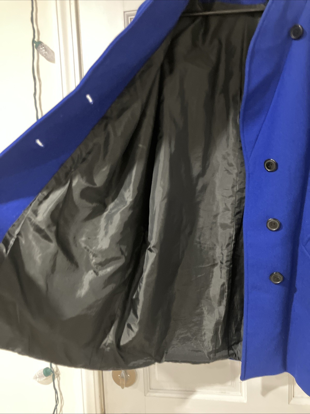 Vintage Royal Blue Wool Drape Coat. Made In Yugoslavia. Size 13/14, Medium. GUVC
