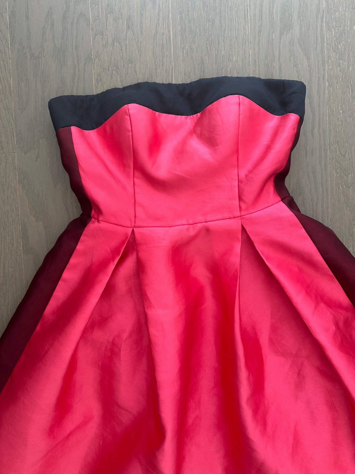 Hutch Monet Strapless Dress Ball Gown High Low Pink Black Colorblock – Size 2