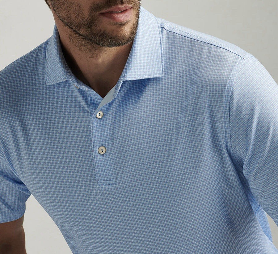 Peter Millar Cottage Blue Vega Performance Jersey Polo Summer Comfort Print XL