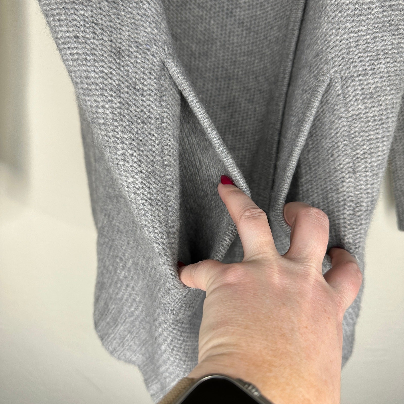 360 Cashmere Grey Draped Wrap Tie Front Moto Waterfall Cardigan Sweater Small