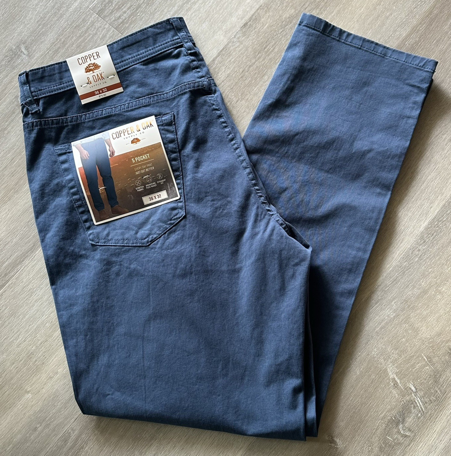 Copper & Oak NWT Men’s 36×32 5 Pocket Every Day Pants Dark Denim Blue K5S817 NWT