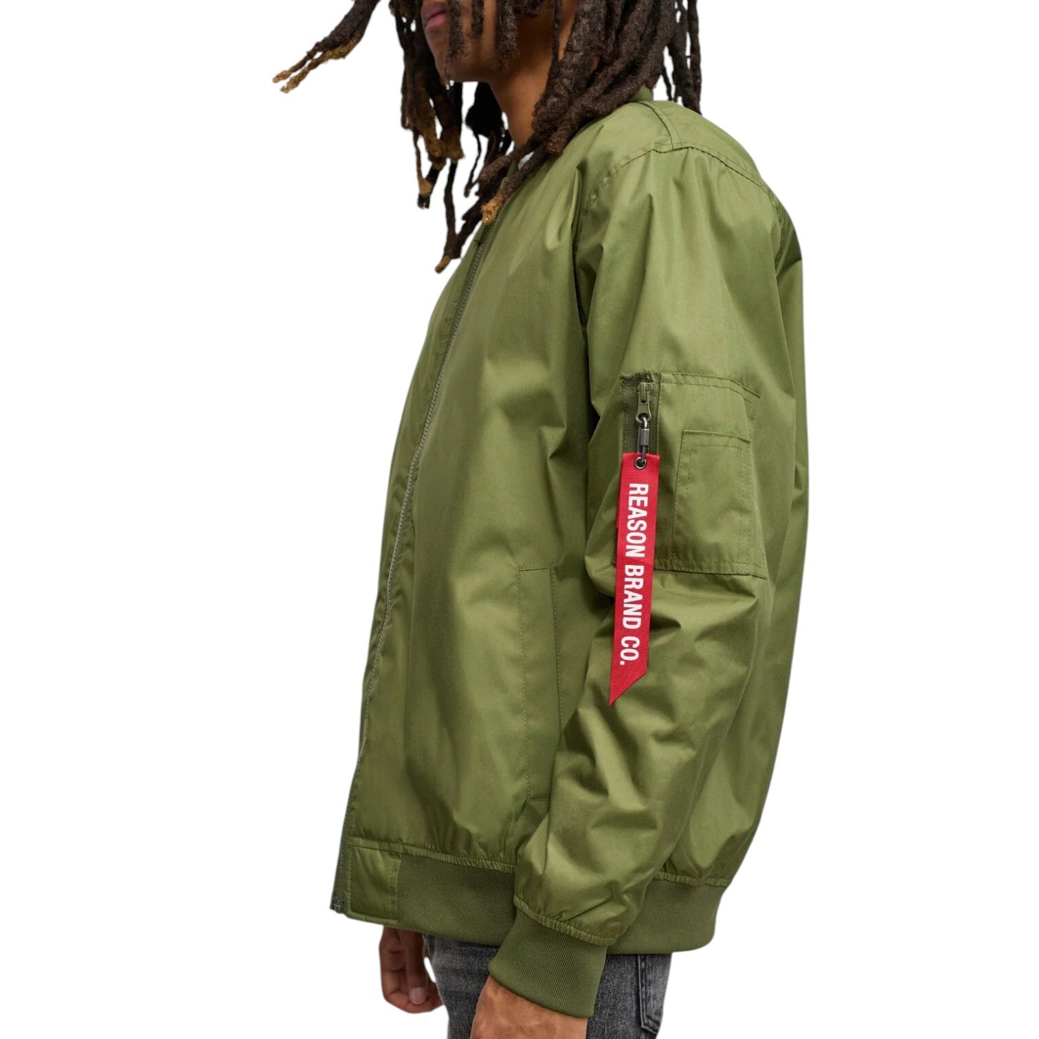 Reason Flight Tactical Bomber Varsity Jacket Green Men’s Size Large