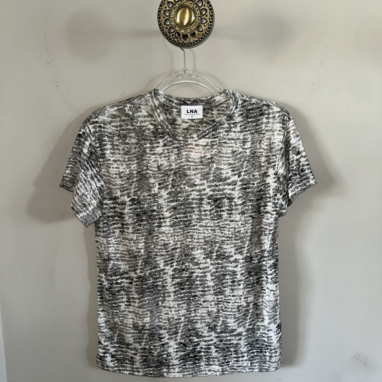 Evereve LNA Burnout Trigger Python Print Distressed T Shirt Size Medium MSRP 88
