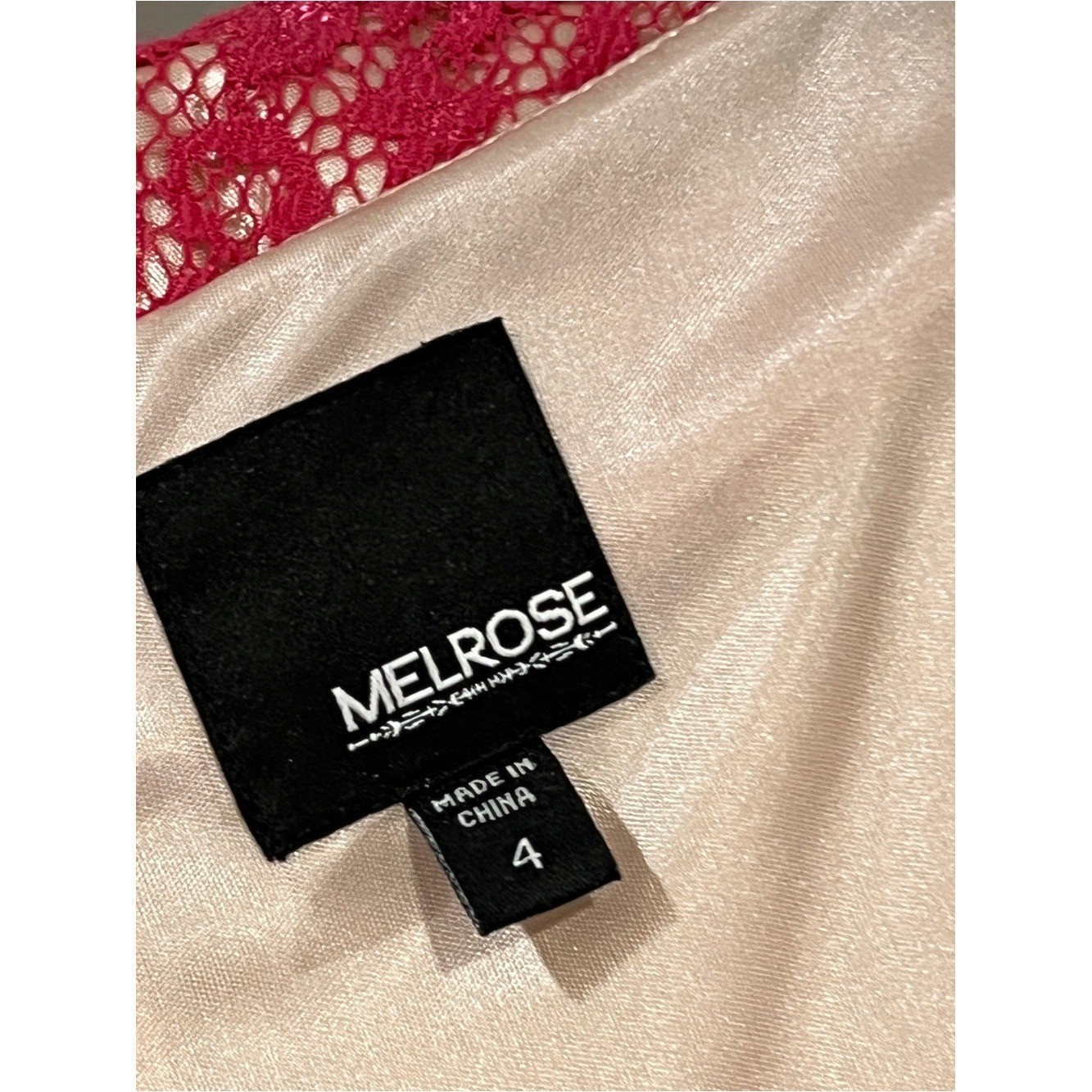Melrose Fitted Pink Lace-Panel Bodycon Dress size 4