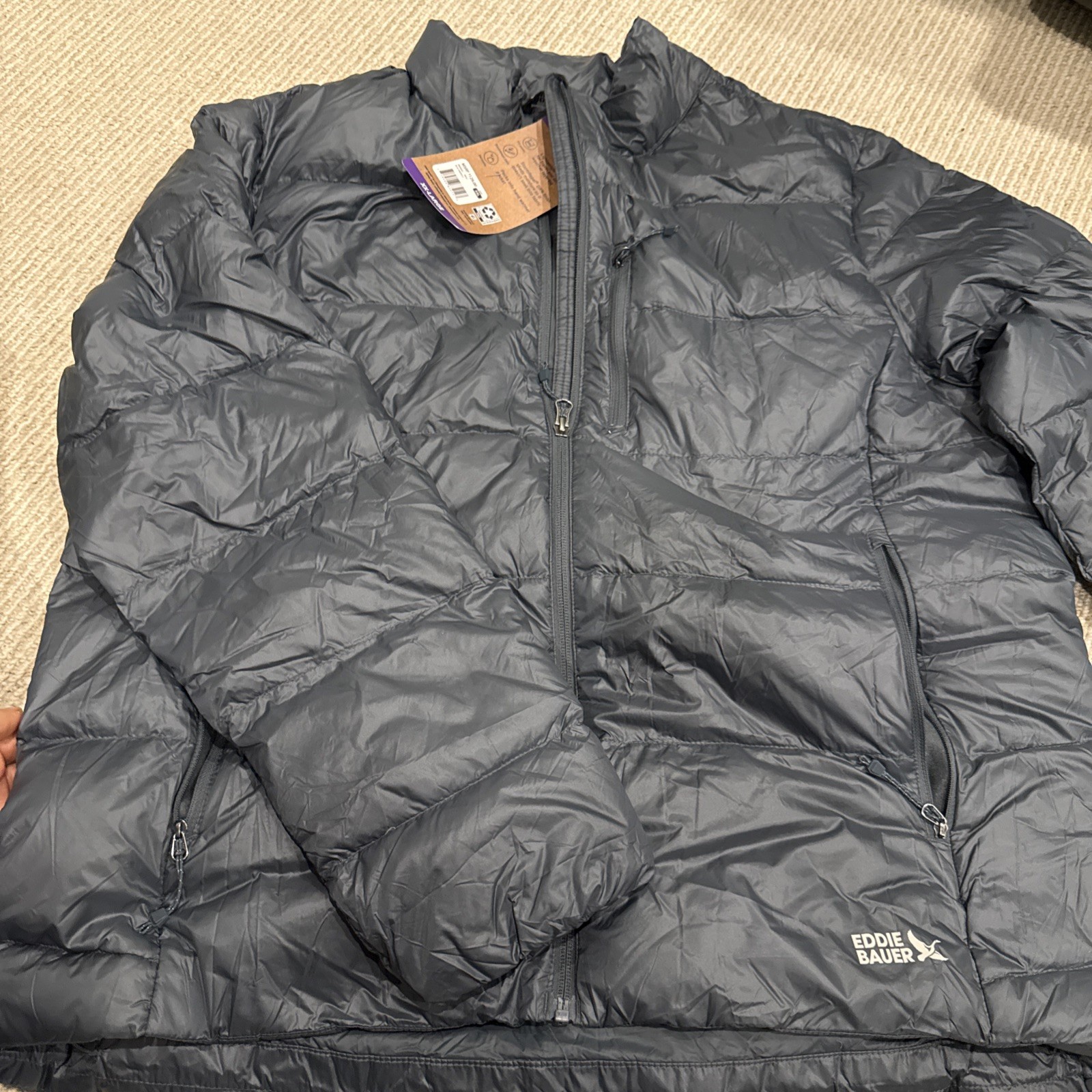 Eddie Bauer Women’s Lightweight Packable Puffer Jacket size XXL blue emerald
