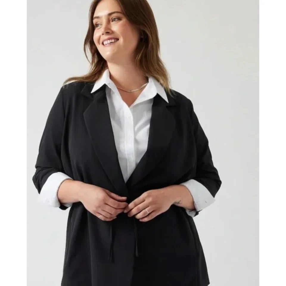 Athleta 20 Endless Primatwill Blazer Black Stretch Elastic Waist #860105