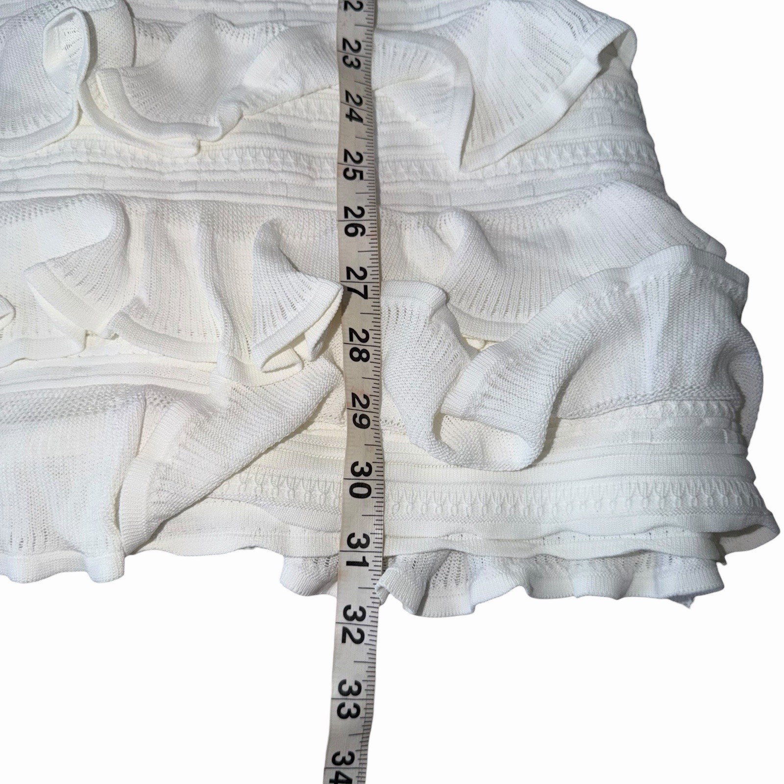 NWT Retrofete Costera Knit Dress Size Medium White Ruffle Mini Bridal Wedding