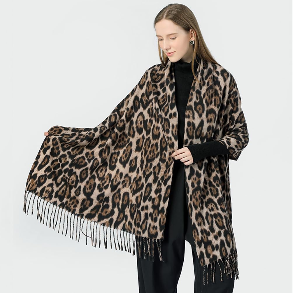 Classic Leopard Print Scarf Winter Warm Animal Soft Cashmere Blanket Scarf Wr…