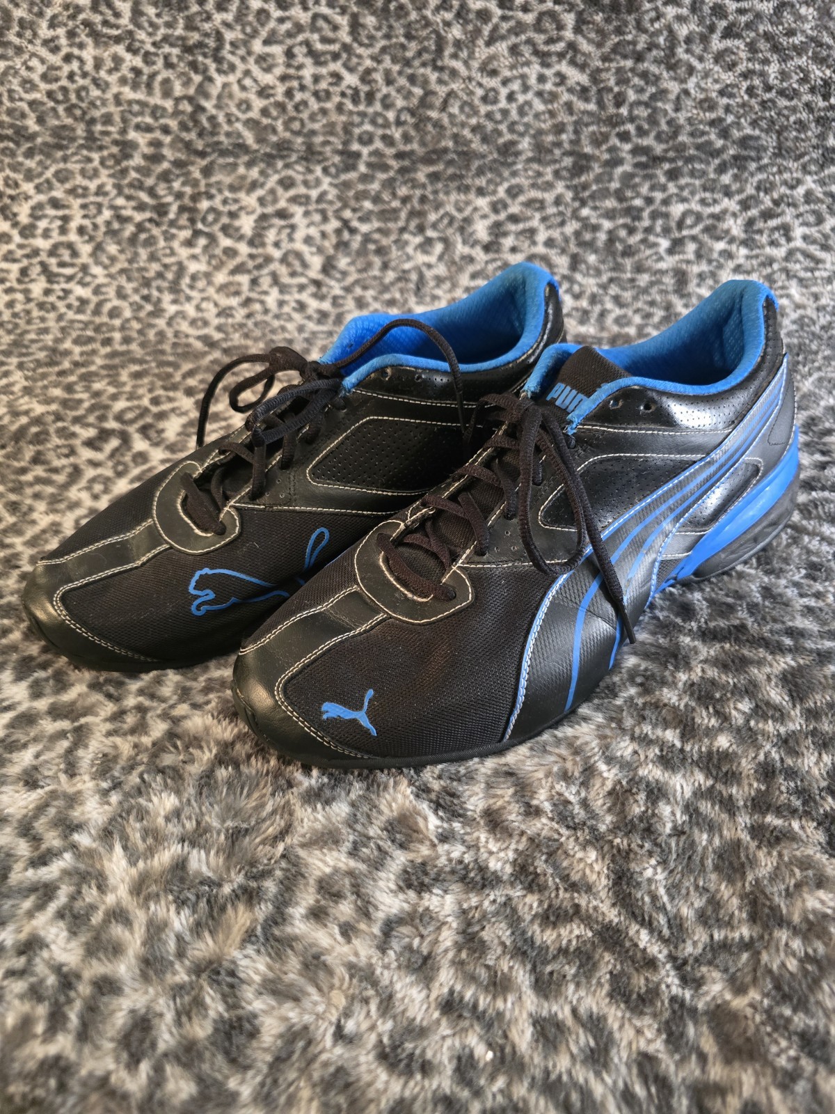 Puma Tazon 6 FM Mens Sneakers In Black With Blue Accents Size 13
