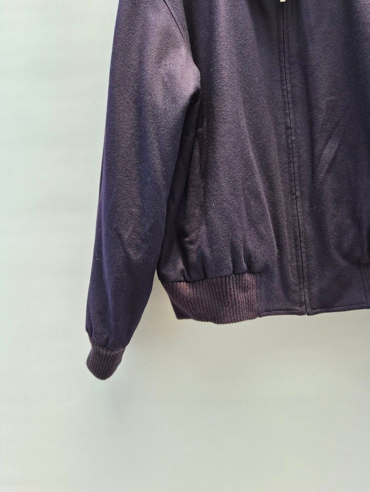 Vtg Nordstrom Wool Blend Zip Bomber Jacket Size L Dark Navy Blouson Minimalist