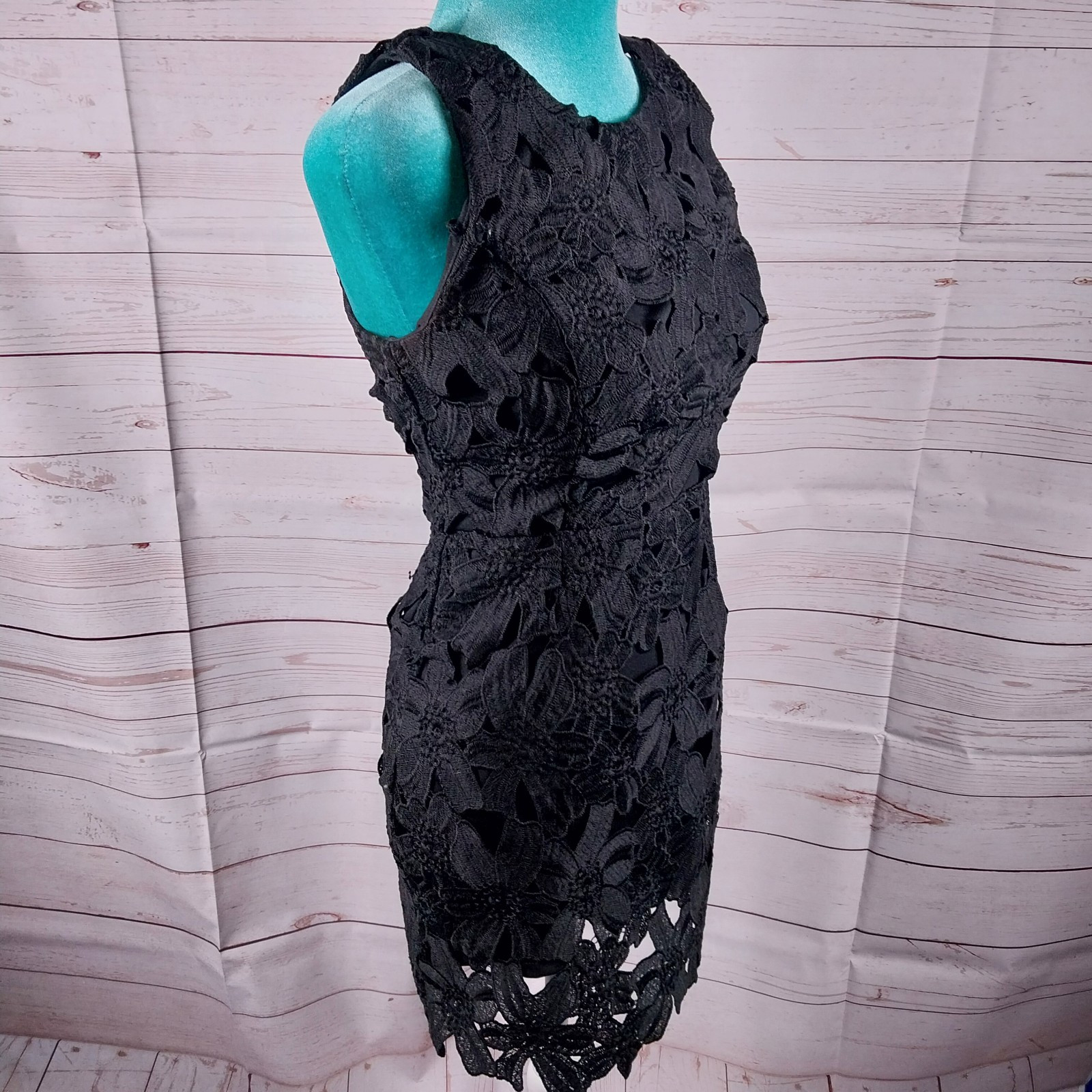 ASTR The Label Black Mini Length Dress Womens Size XS Floral Embroidered Layer