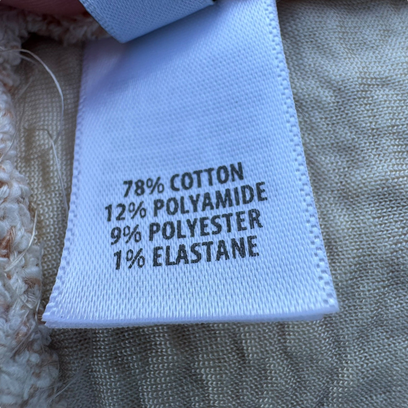 St John PF22 Boucle Knit Strapless Crop Tube Top Cream Gold Button Size L NWOT