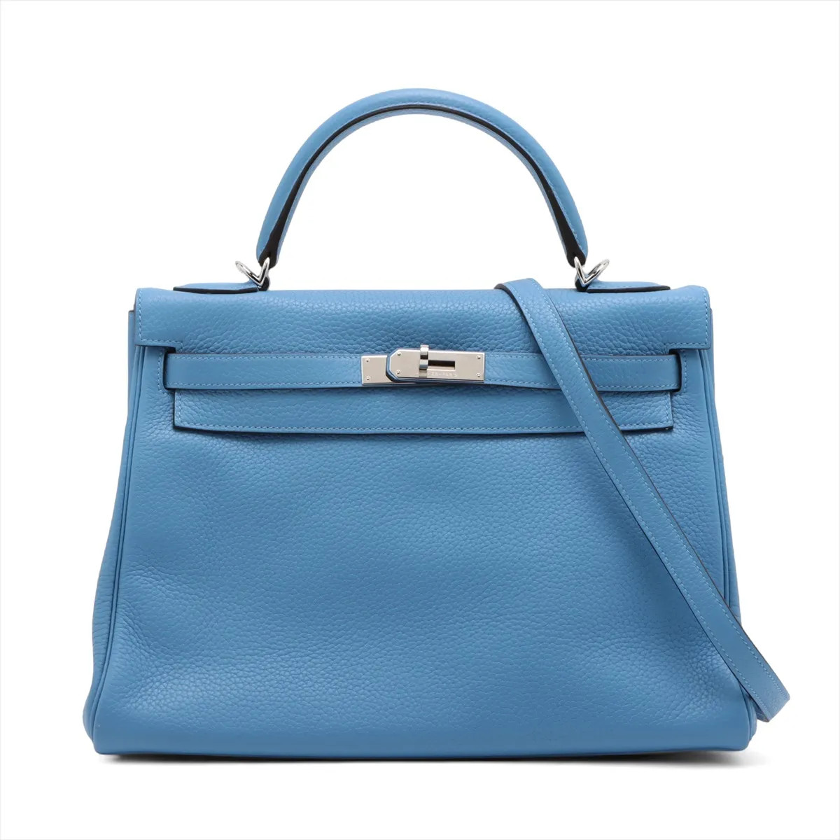 Hermès Kelly 32 Le Tournay Taurillon Clemence Blue paradise Silver Metal Fitting