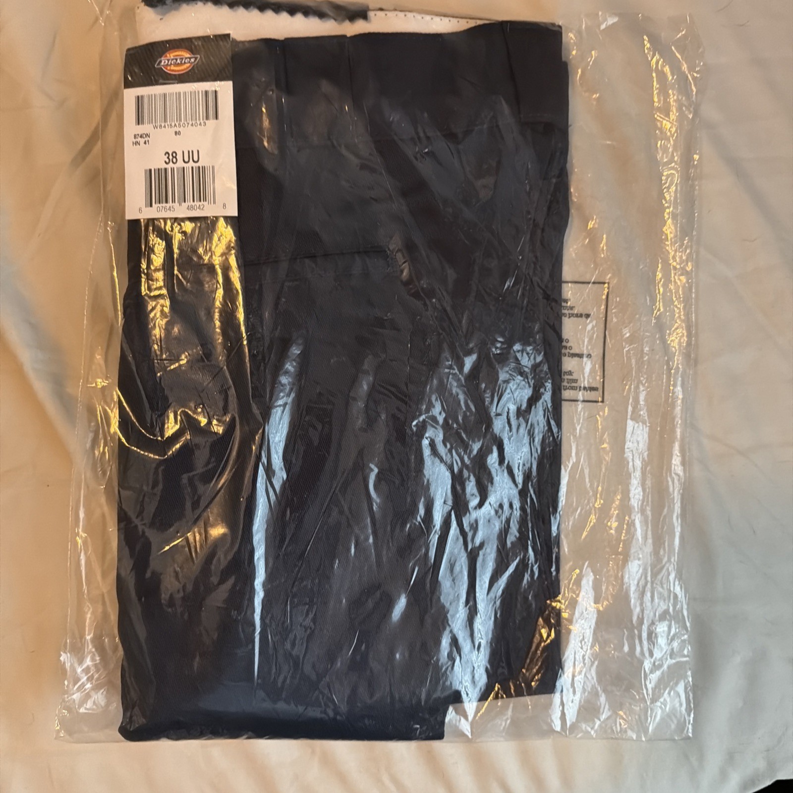 Dickies Dark Black Original Fit Workwear Pants Size 38 874DN Unhemmed