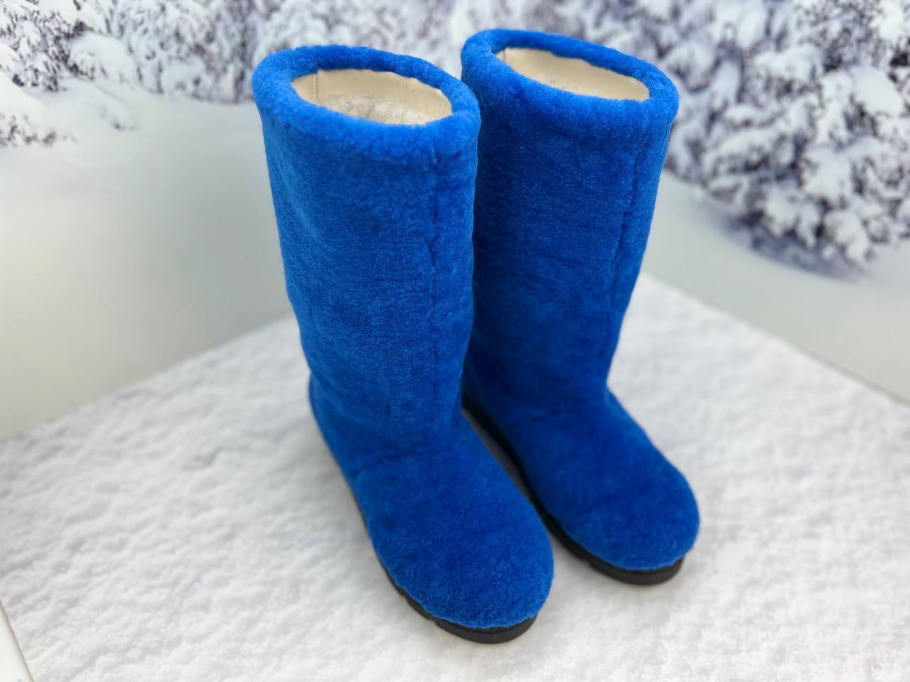 Women real fur boots for women Blue Yellow Sheepskin winter boots