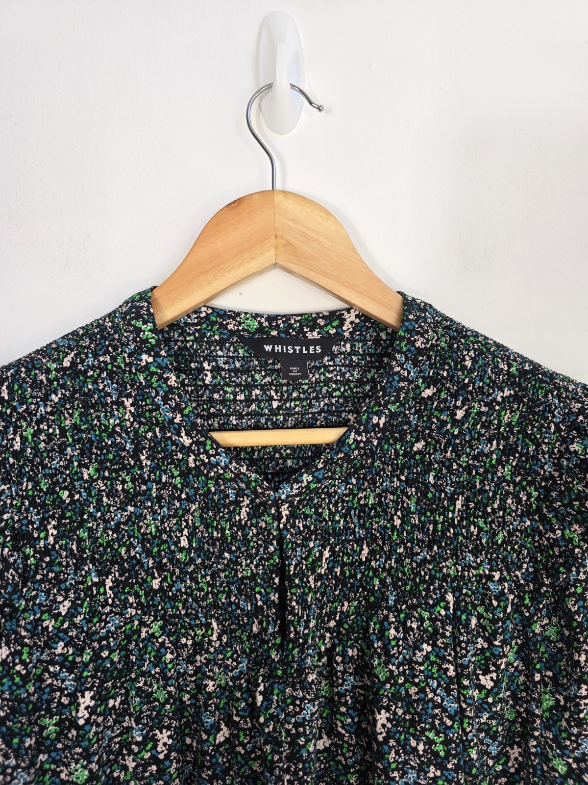 Whistles Size 10 Blouse Blue Green Floral Print Long Sleeve Sleeve Womens Top