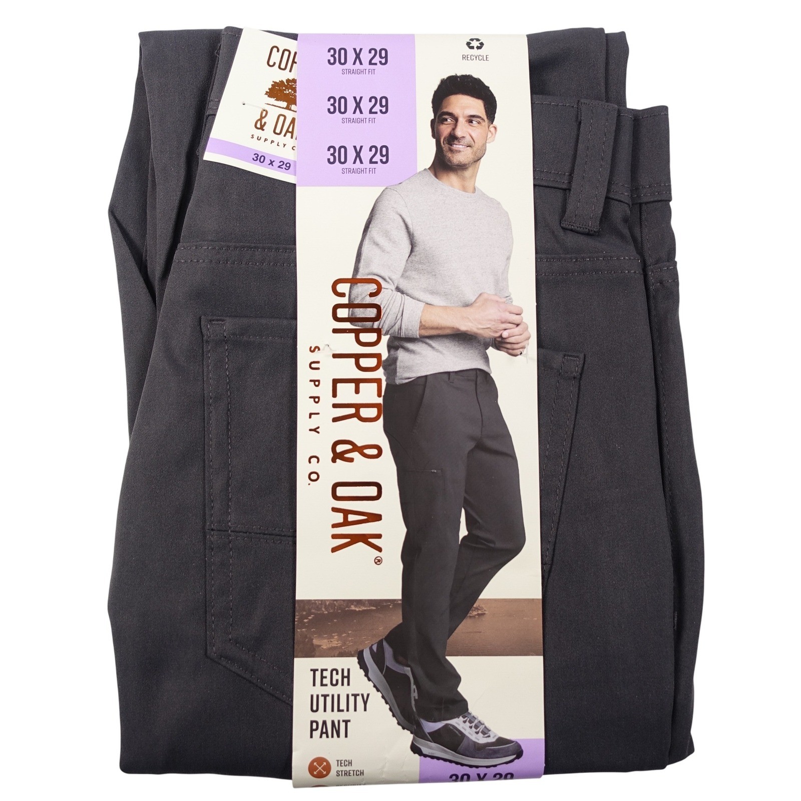 Copper and Oak Supply Co Utility Pants Men 30×29 Gray Straight Fit Tech