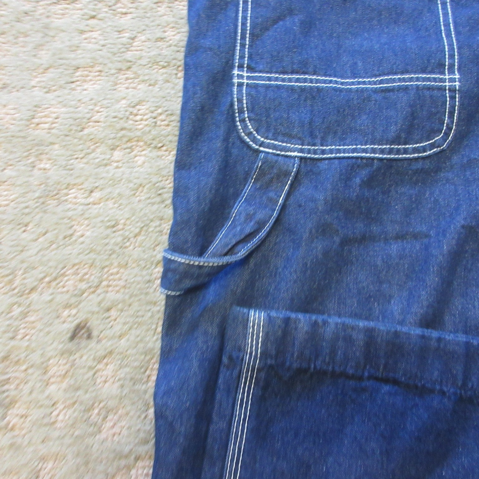 Real Work Men’s Denim Bib Overalls Carpenter Zip Fly Size 42×32 Relaxed Fit NWT