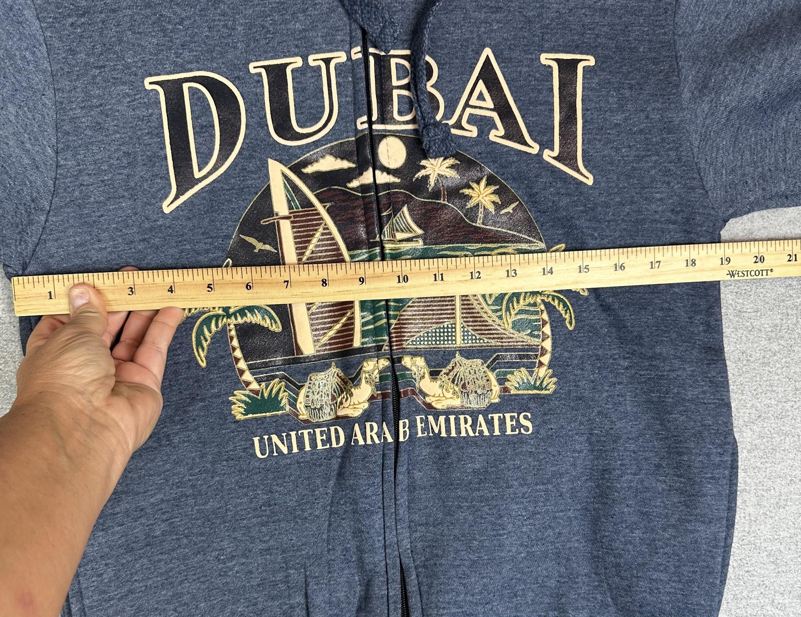 Dubai Hoodie Mens Med Full Zip United Arab Emirates Graphic Dubshi Blue Gray