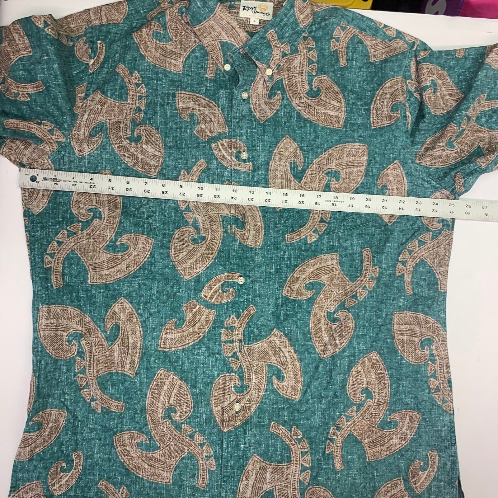 Reyn Spooner Limited Issue Men’s Classic Tribal Warrior Hook Button Down Shirt L