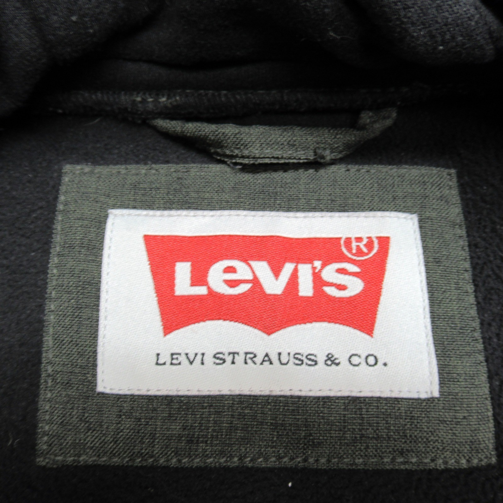 Levis Jacket Men Large GRN Softshell Water Resistant Hood Fleece Lined Rain Wind