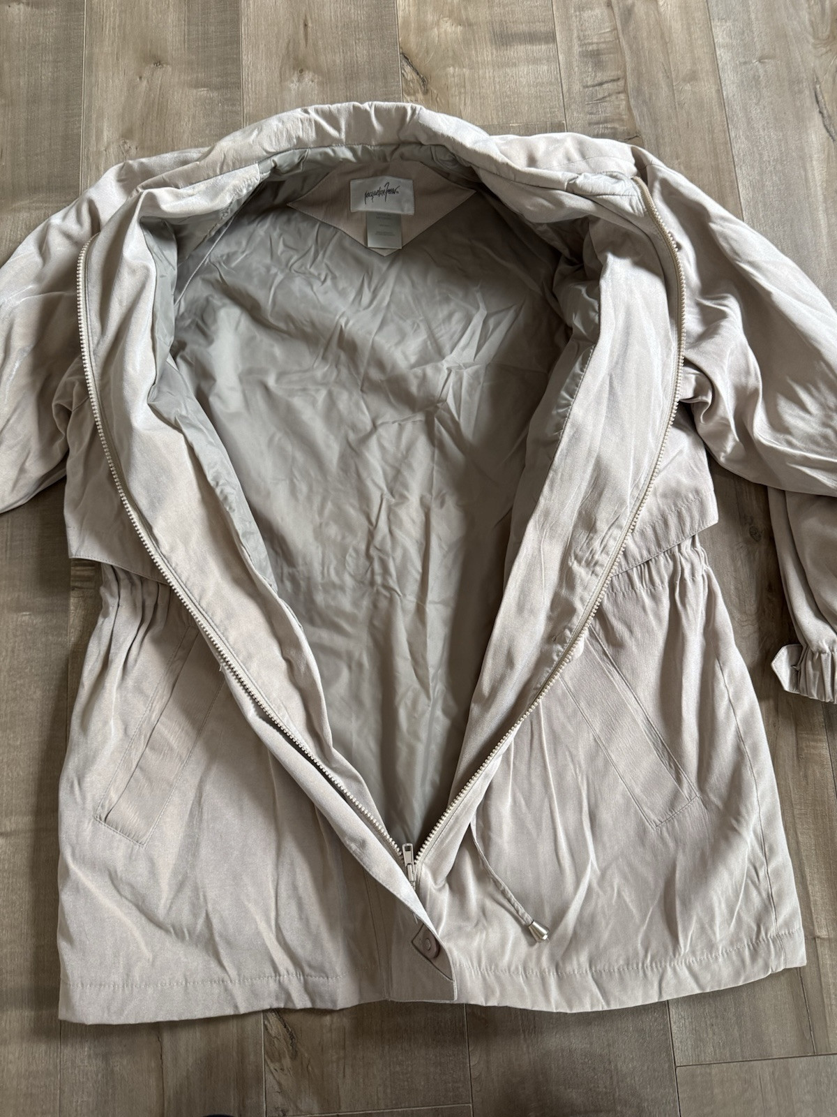 Vintage Jacqueline Ferrar Jacket Medium Tan Trench Coat Zipper Button