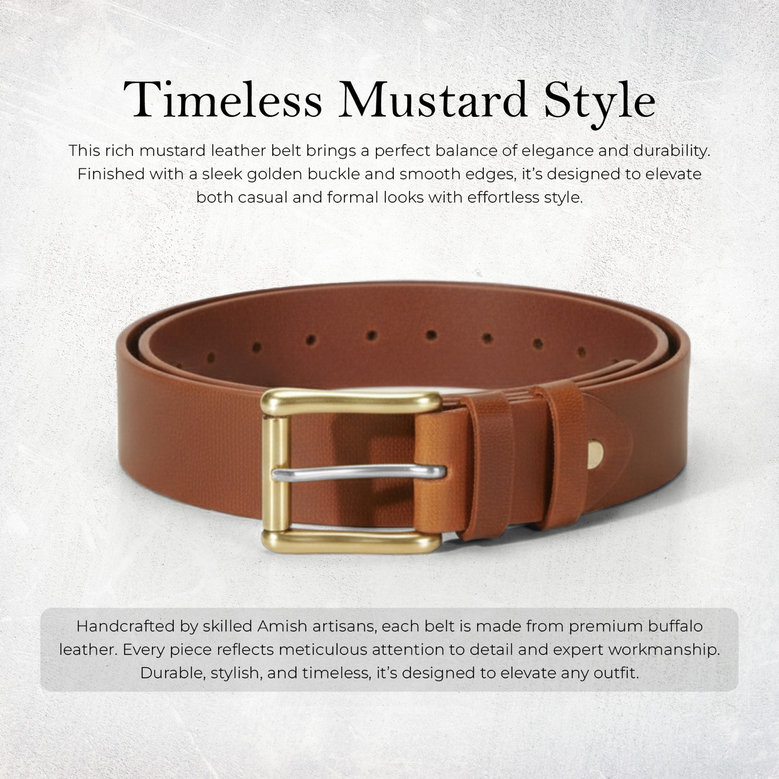 Men Full Grain Buffalo Leather Belt USA Amish Made Heavy Duty Replaceable Buckle