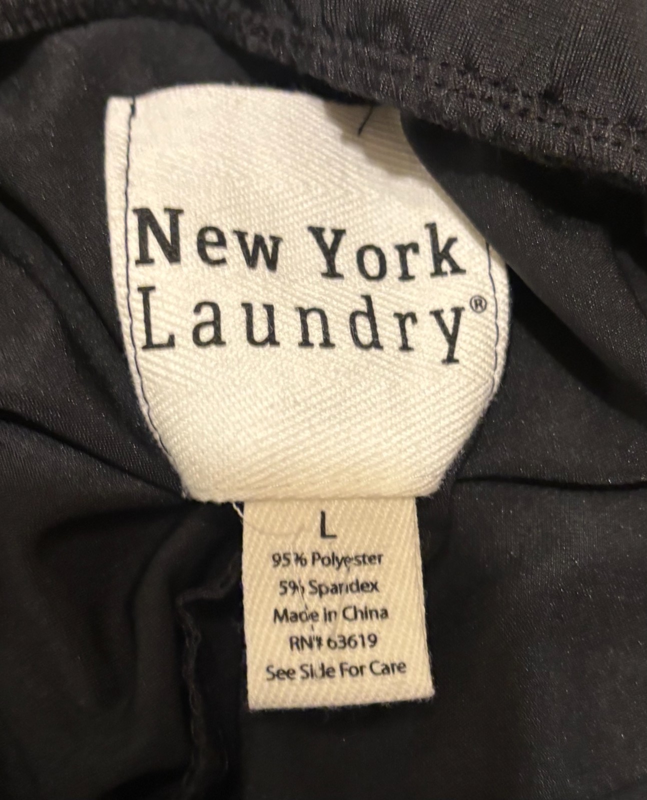 New York Laundry Womens Black Drawstring Waist Wide Leg Trouser Pants Size L