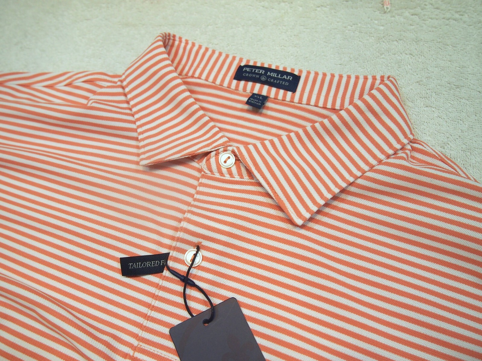 Peter Millar Crown Crafted Performance Fabric Striped Golf Shirt NWT XXL $98