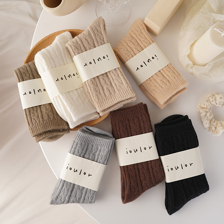 5 Pairs Wool Crew Design Knit Thick Soft Warm Fuzzy Color Girl Women Boots Socks
