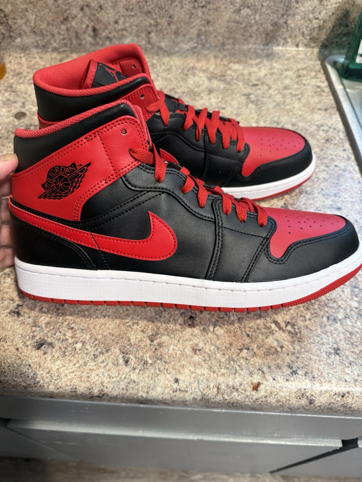 Never worn! Jordan 1 Mid Alternate Bred Black/Fire Red/White DQ8426-060. No box