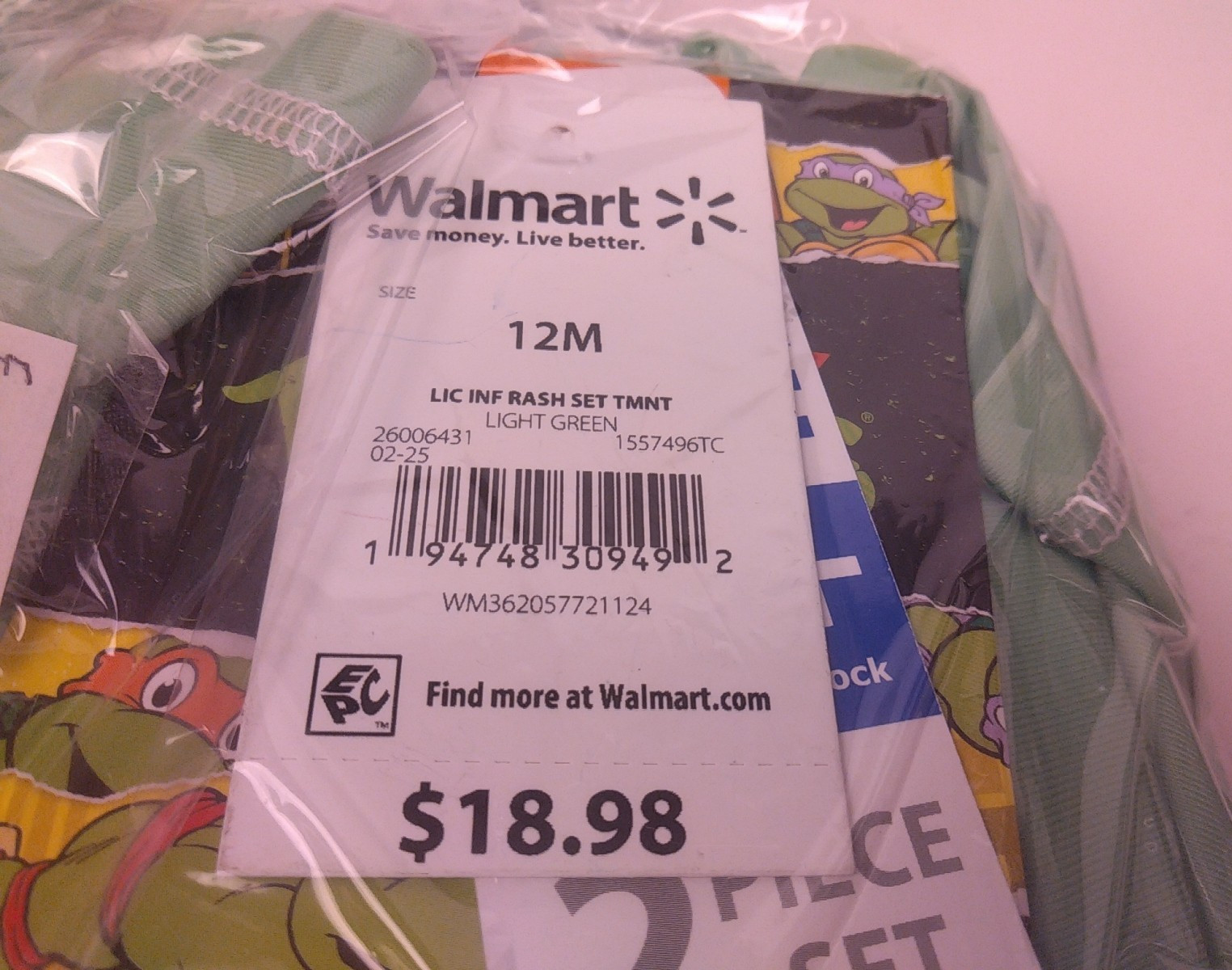 Nickelodeon Teenage Mutant Ninja Turtles UPF 50+ LS Swim Set Size 12M – New (B1)