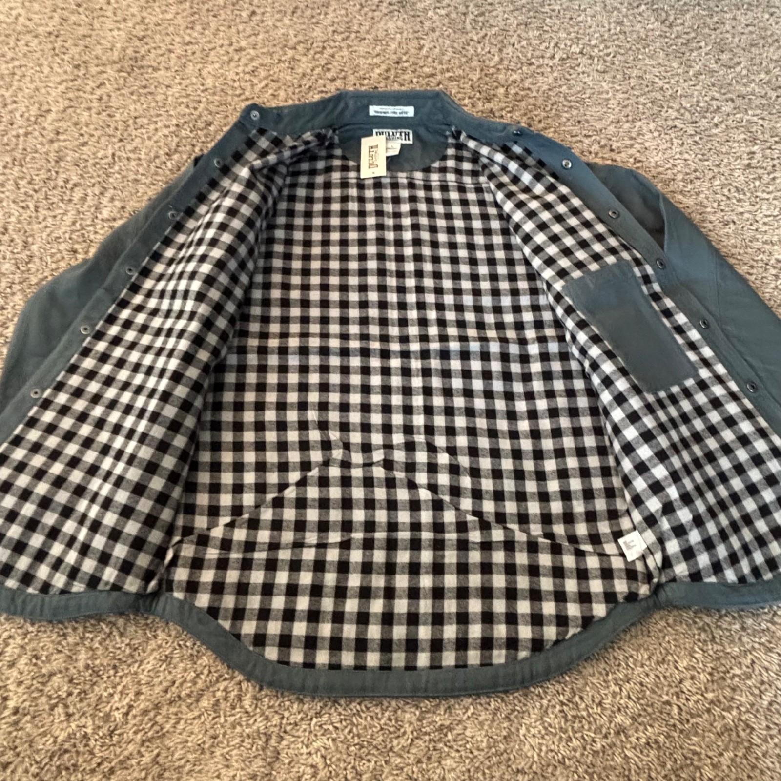 Duluth Trading Co. Jacket Mens M Dark Blue Fire Hose Flannel Lined Fit Limber