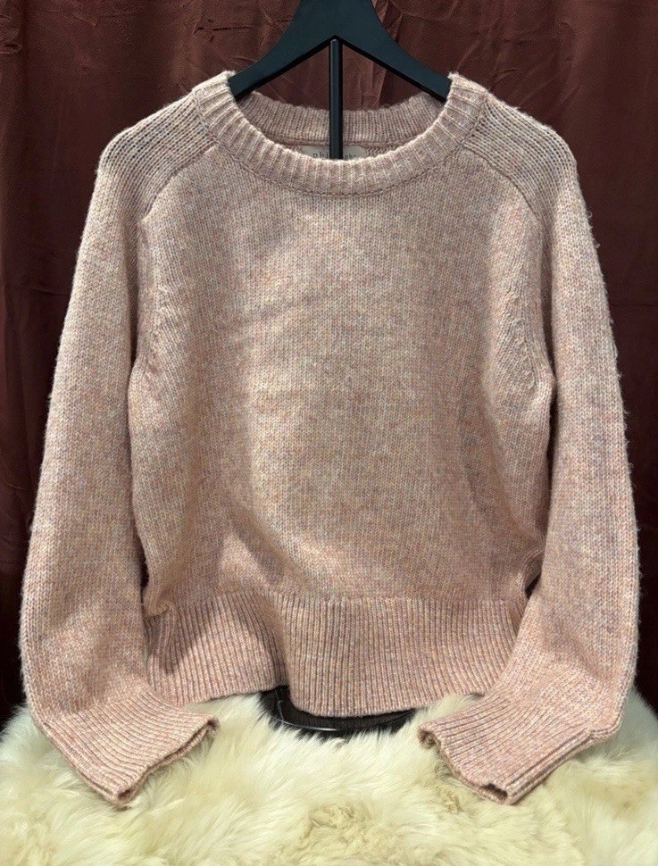 Philosophy Cozy Women’s Crewneck Knit Sweater – Blush Heather Size Large