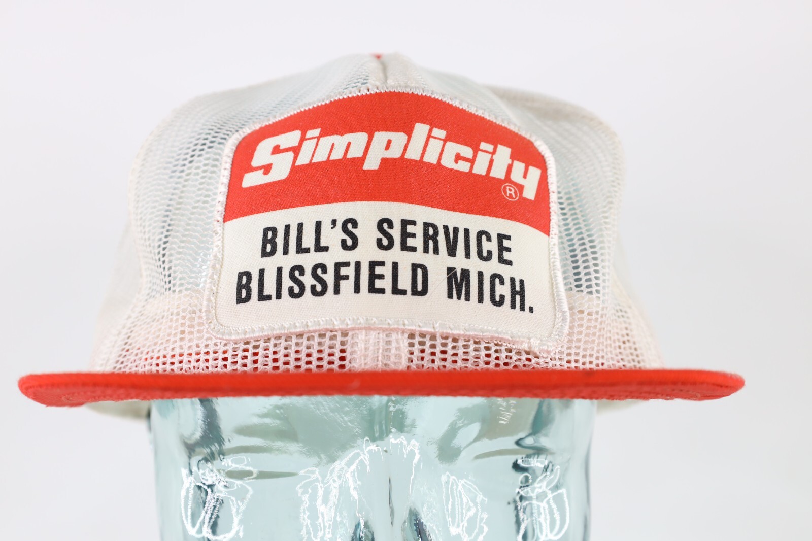 Vtg 70s Louisville MFG Co Simplicity Spell Out Trucker Hat Snapback White USA
