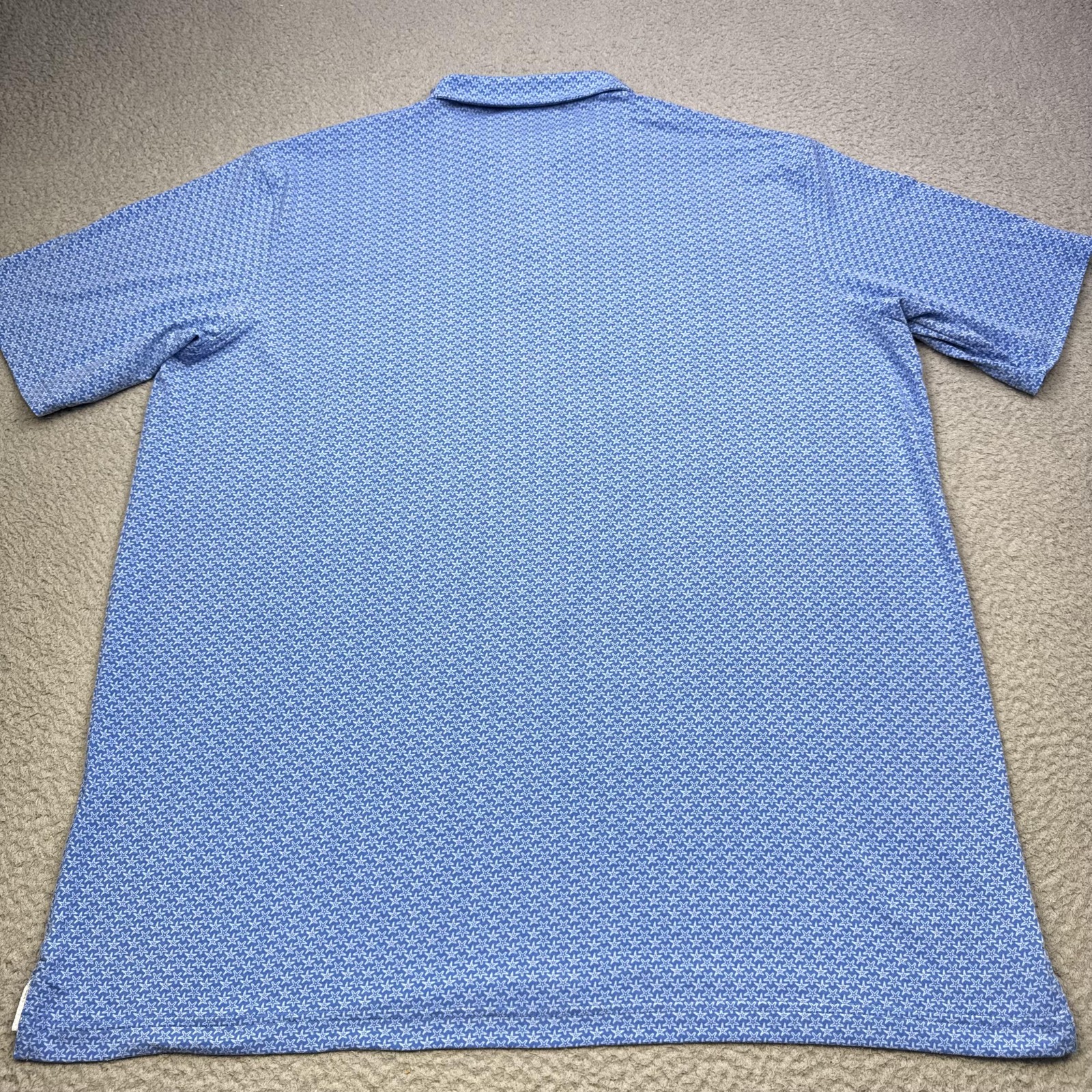 Peter Millar Polo Shirt Mens XL Blue Seaside Star Print Golf Stretch N22AK075