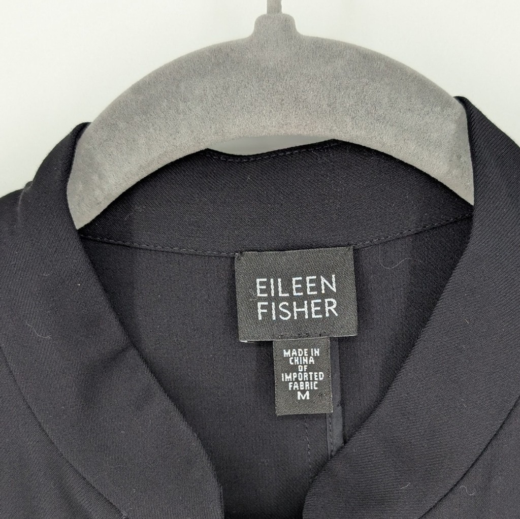 Eileen Fisher Jacket Tropical Viscose Wool Blend Black Medium System Minimalist