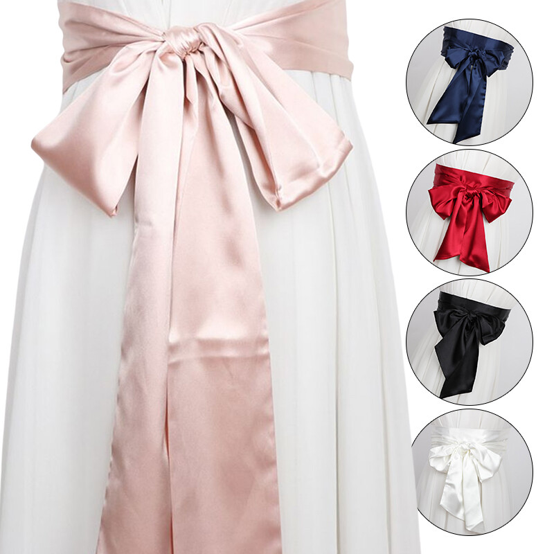 250cm Satin Faux Silk Wide Waistband Self Tie Lace Up Long Ribbon Belt Strap