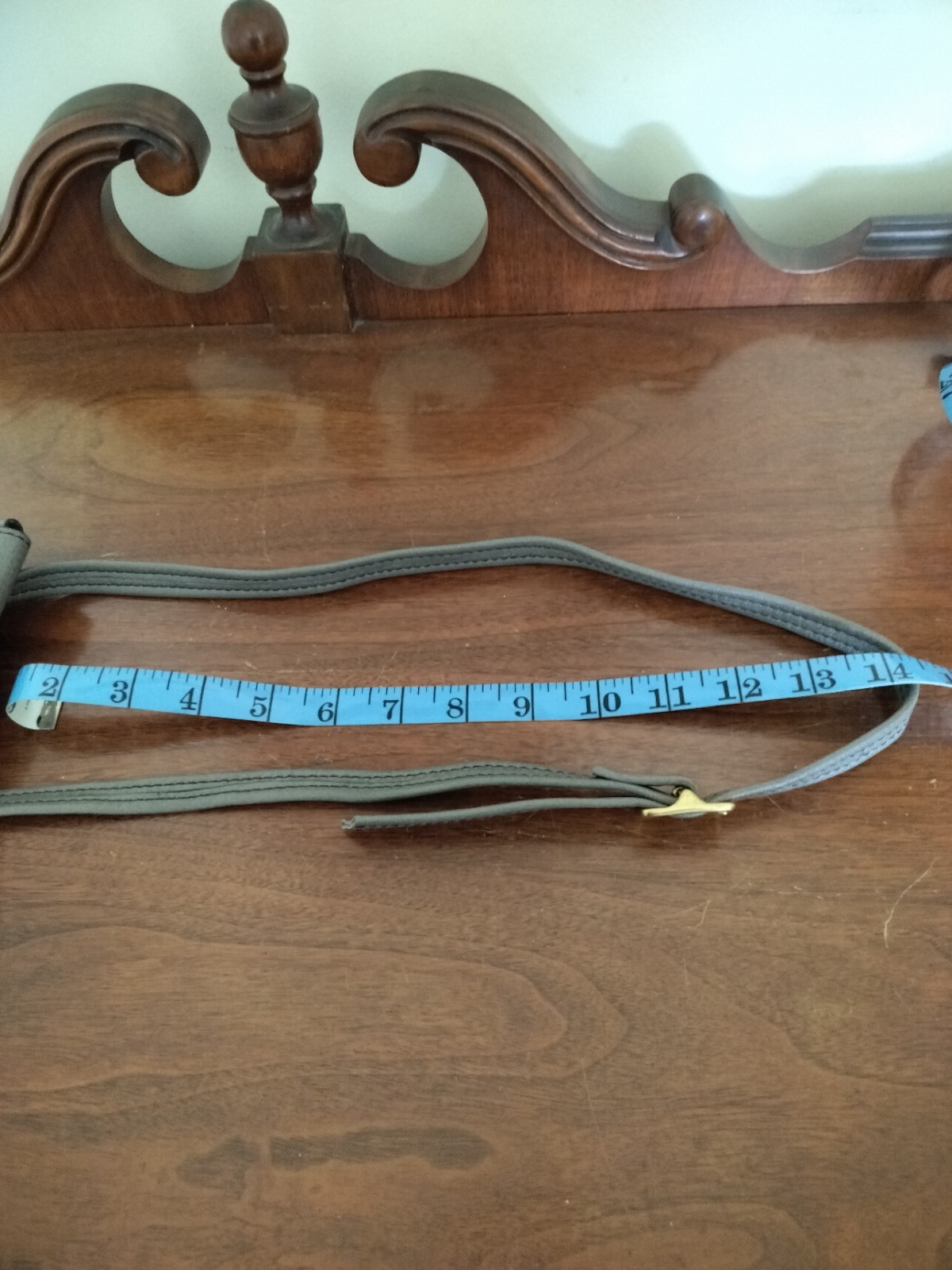 Manatee Gray Leather Mini Purse/35 In/Wear Around Neck Or Around Waist