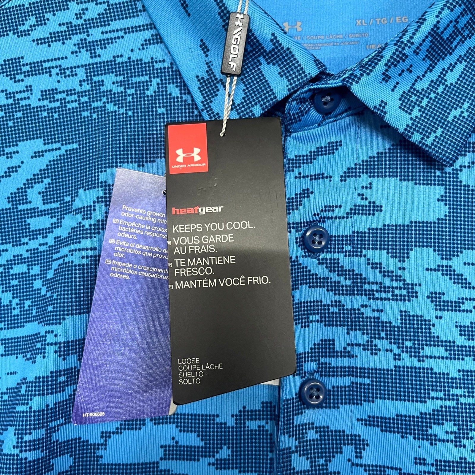 Under Armour Mens HeatGear Golf Polo Blue Digital Camo Shirt XL UM0579 NEW
