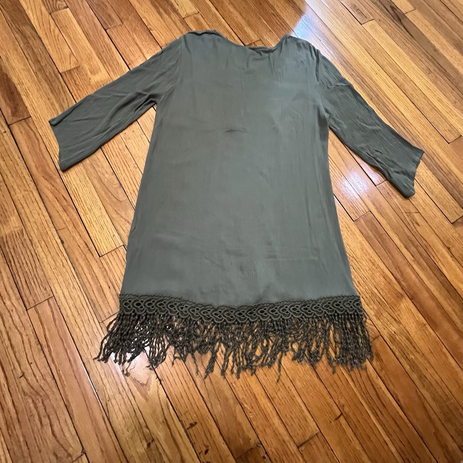 Soft Surrounding Army Green Embroidered with Fringe Tunic Top Women’s Small