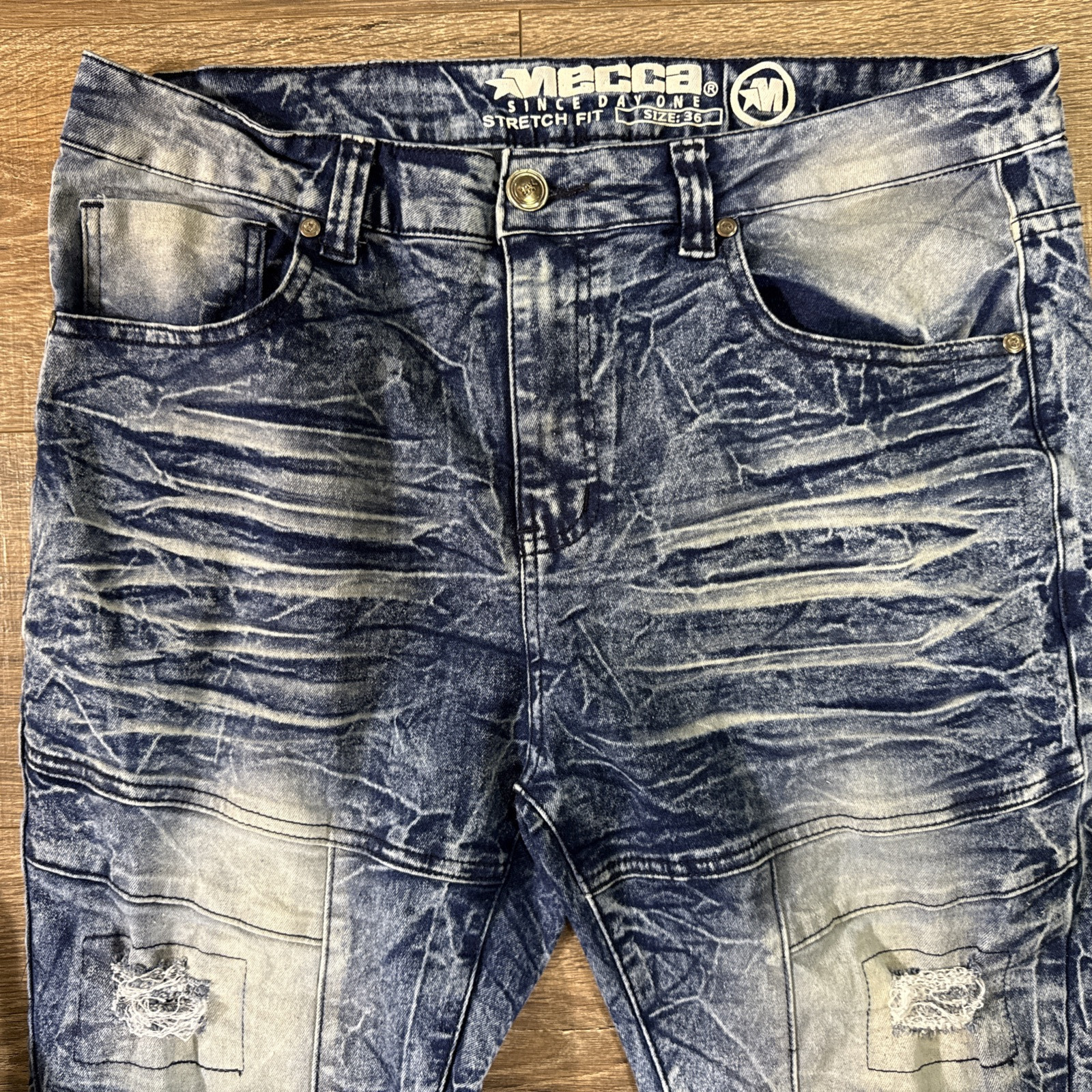 Vintage mecca Mens Jeans 36X32 Denim Hip Hop Streetwear Distress Y2K Grunge 90s