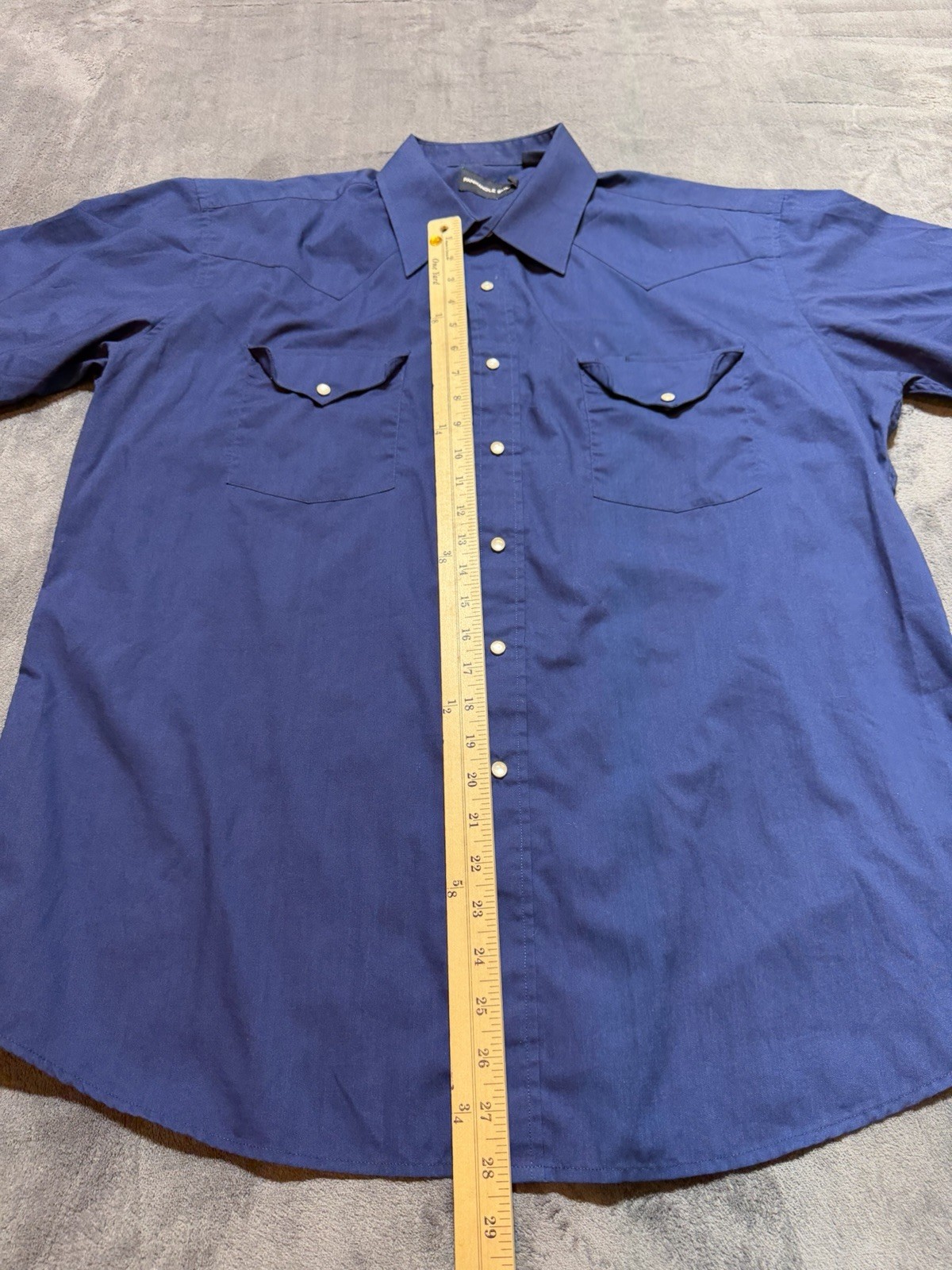Panhandle Slim Western Solid Blue Pearl Snap Mens XL Shirt Short Sleeve