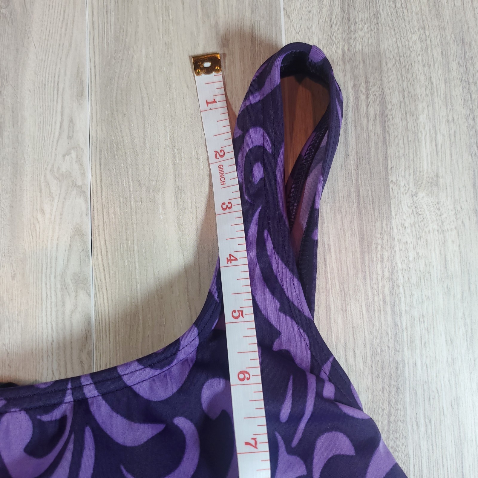 Lands’ End One Piece Swimsuit Womens Size 14 Purple Abstract Swirl Swimwear Tank