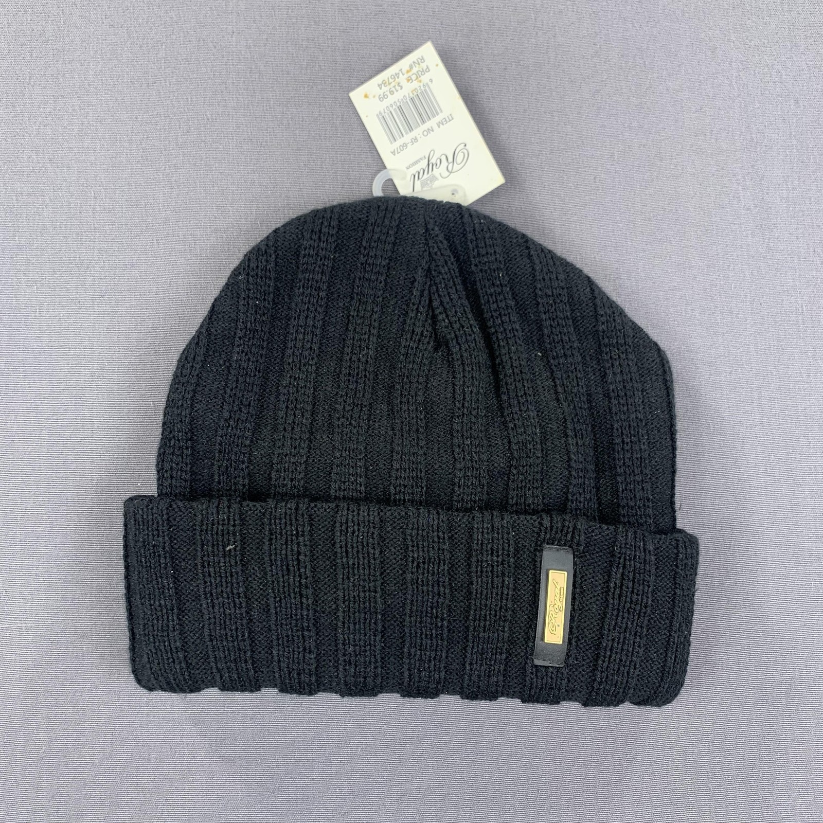 Royal Fashion Hat Beanie Men One Size Black Knit Cuffed Fleece Lined Winter Warm
