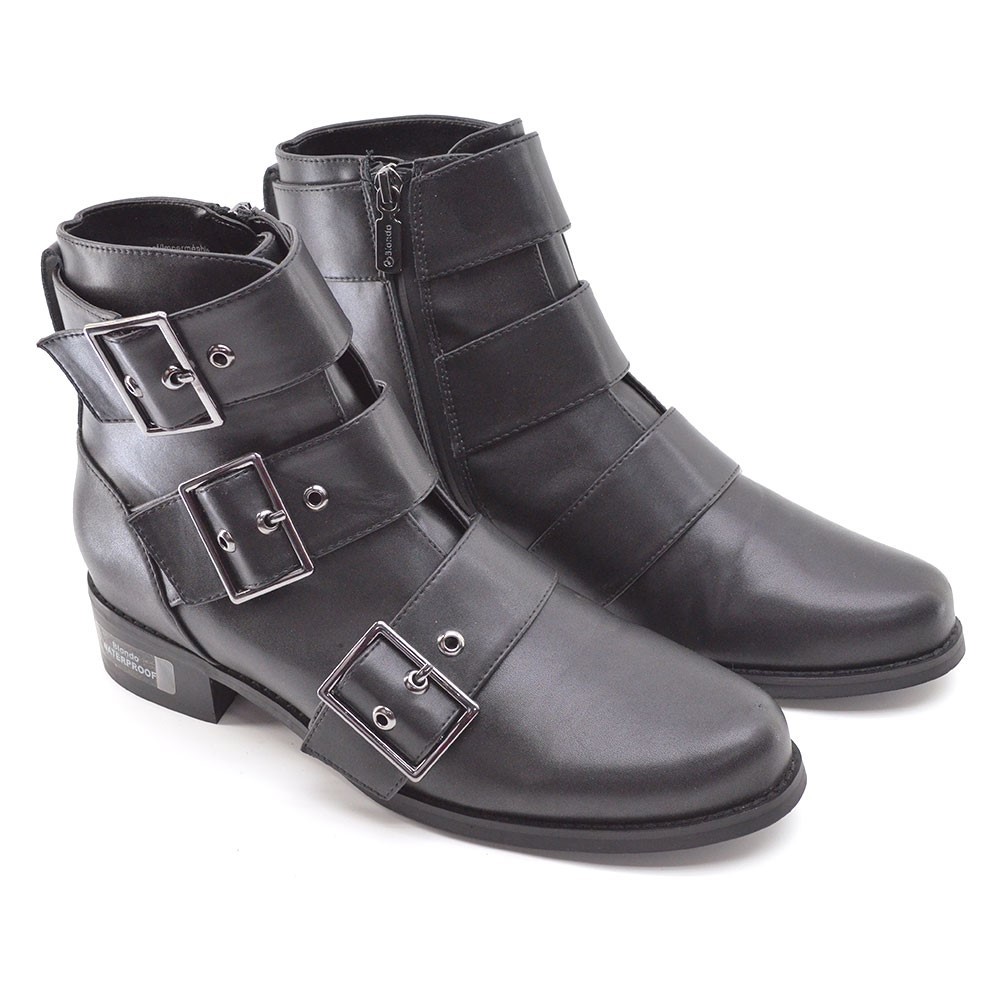 Ladies Blondo Charlie Waterproof Moto Buckle Boots 9.5 M Black Leather Shoes New
